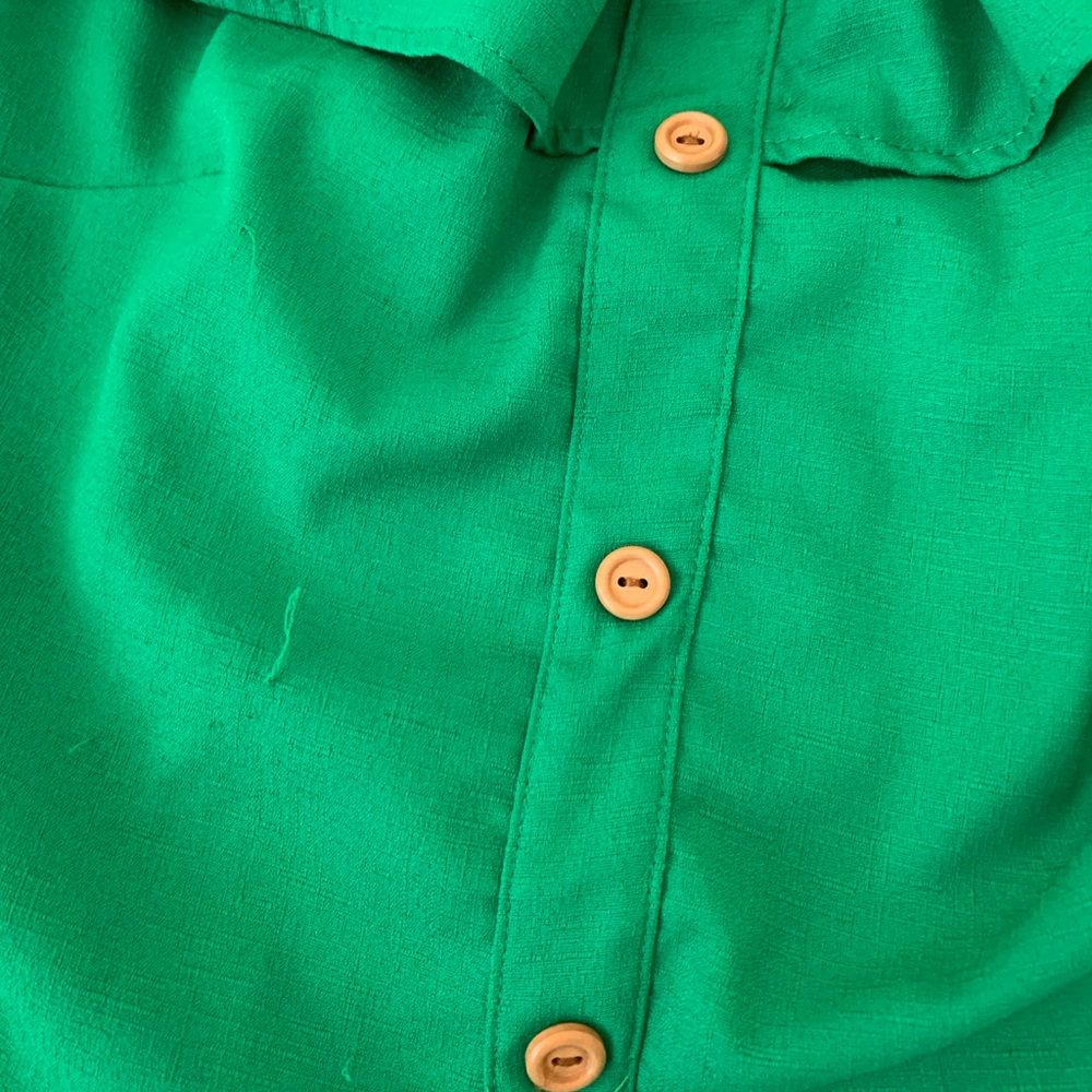 Green Ruffled Off-the-Shoulder Top - Picture 3 of 3